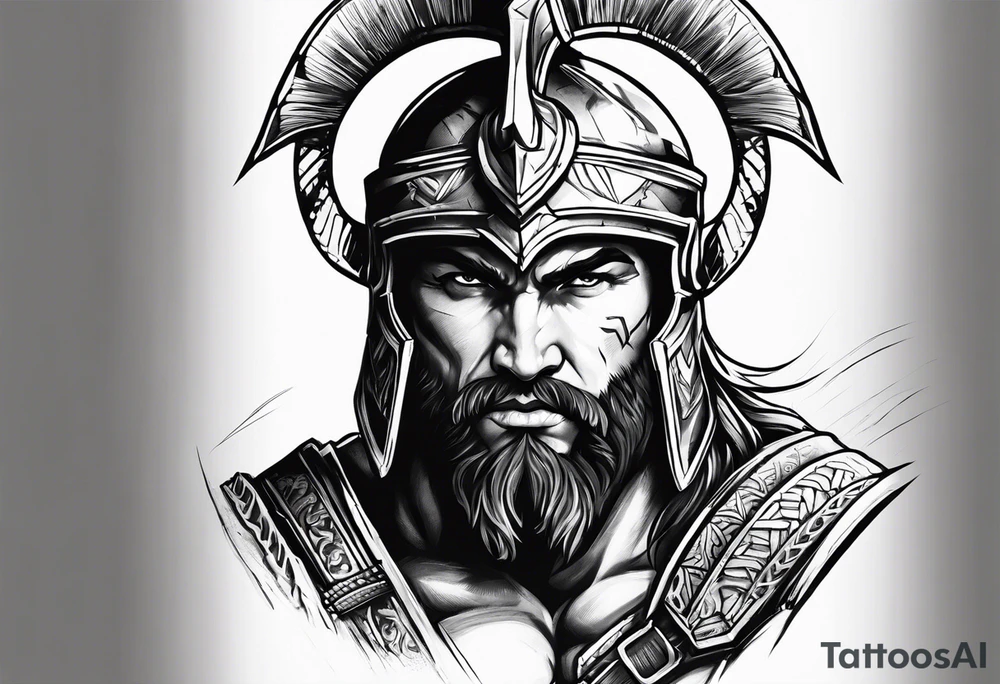 Spartan Style Christian Warrior as Aries the God of War tattoo idea
