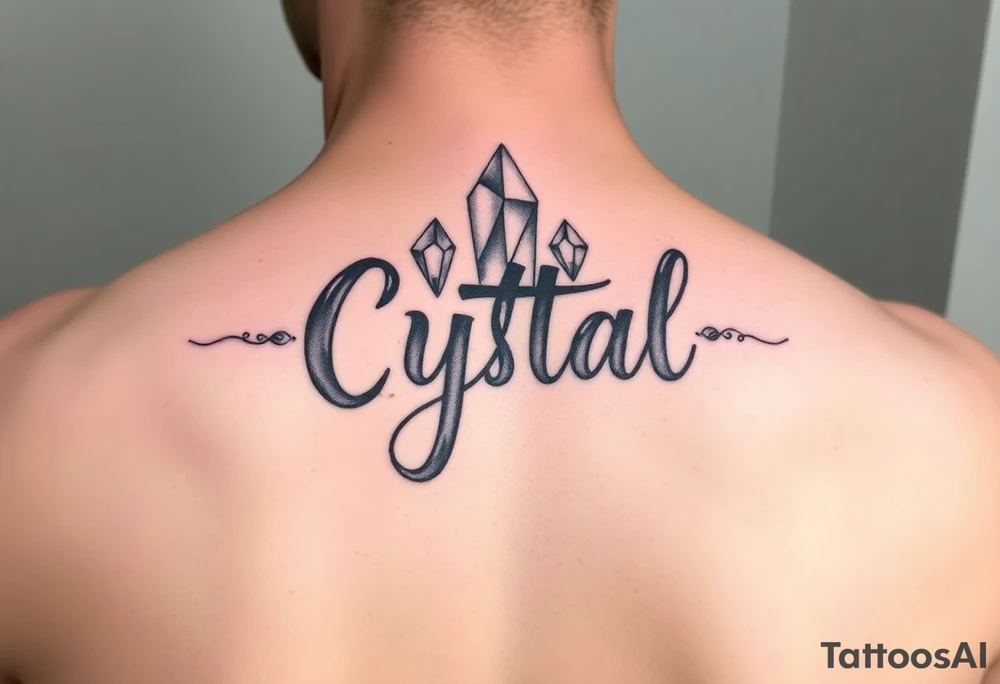 Lettering Crystal tattoo idea