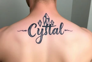 Lettering Crystal tattoo idea