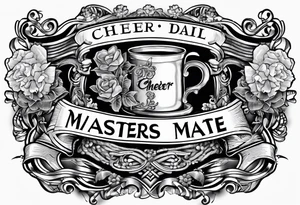 Cheers Mate text, armband +Cancer Ribbon tattoo idea