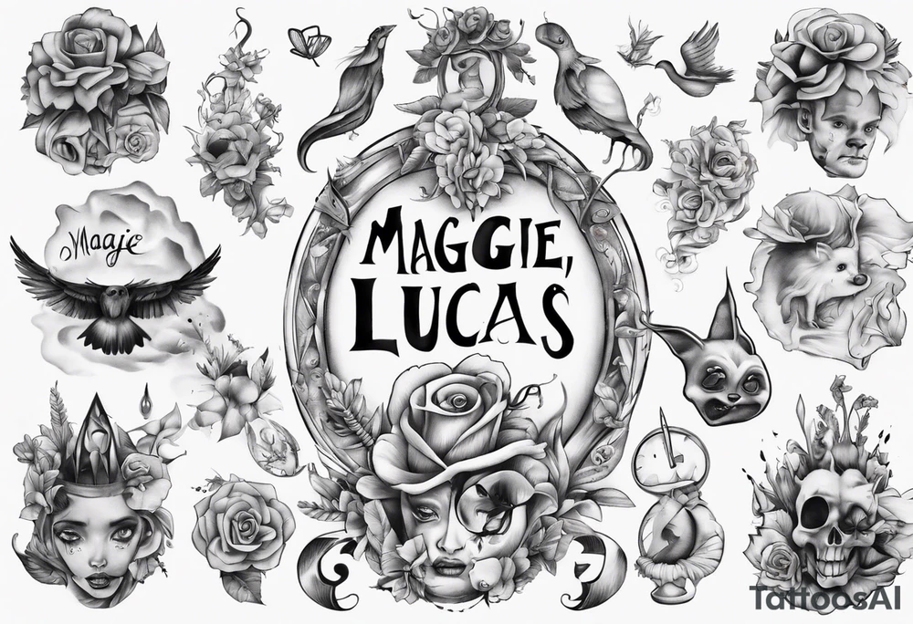 My children's names Maggie and Lucas tattoo idea