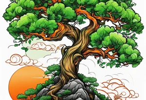 Action Tree Service using colors green and orange tattoo idea