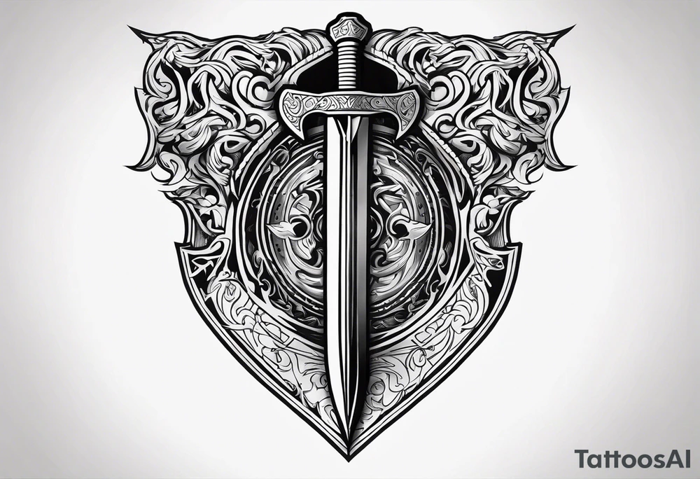 Valhalla sword shield fire tattoo idea