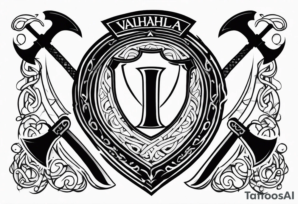 Valhalla shield  sword axe tattoo idea