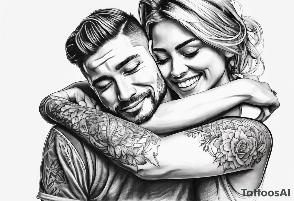 Hugging tattoo idea