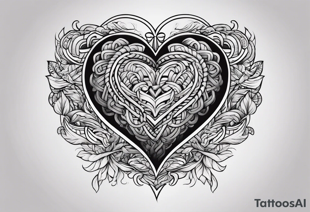 Heart made of rope tattoo idea
