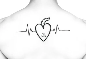 Small Heart beat with date of birth and date of death tattoo idea