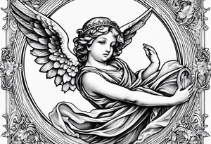 renaissance style cherub flying tattoo idea