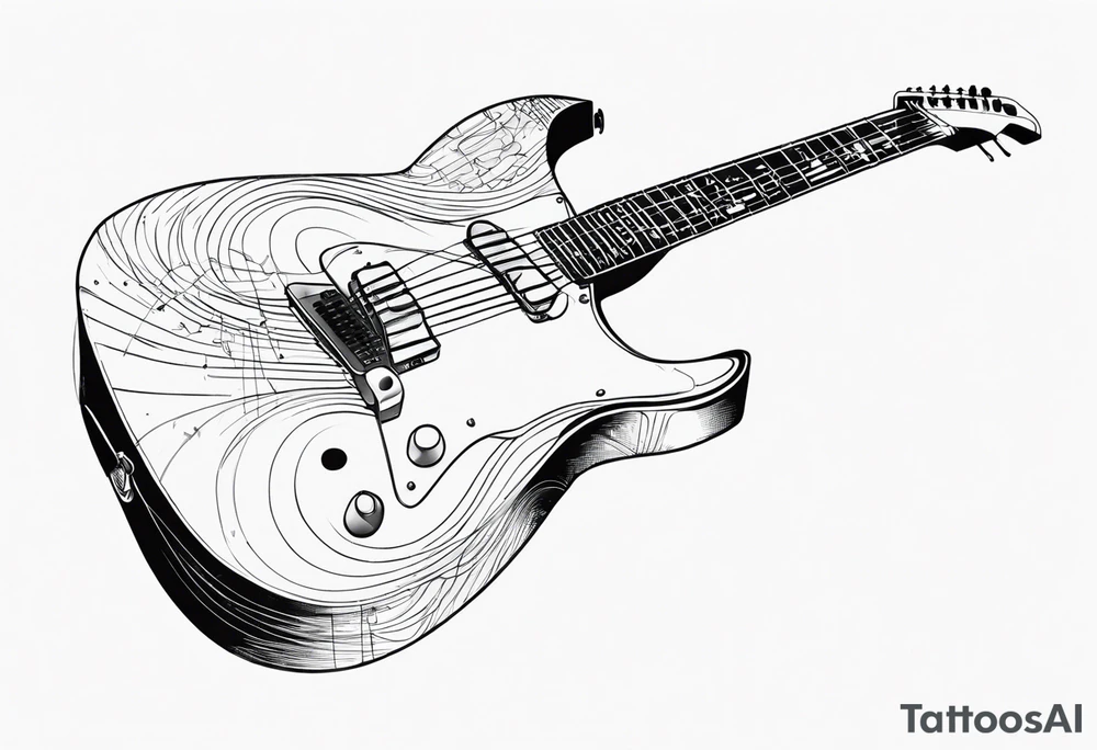 electric guitar with distorted audio signal coming out of it tattoo idea