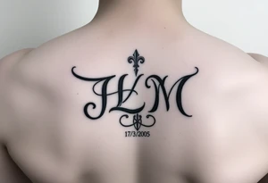 Initials JLM with 11/3/2005 behind the ear tattoo idea