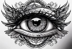 big eye with wings tattoo idea
