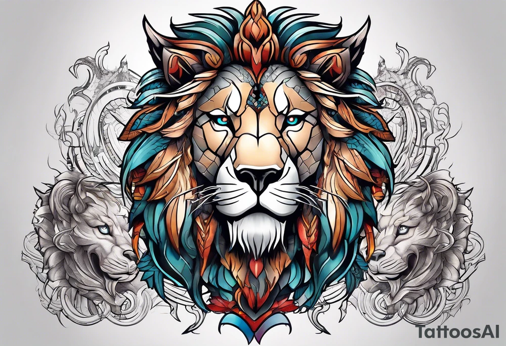 AI Tech, Lion, Horse, Dragon and Wolf, and they can be separate tattoo idea