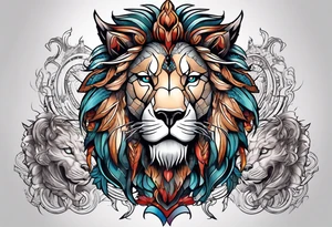 AI Tech, Lion, Horse, Dragon and Wolf, and they can be separate tattoo idea
