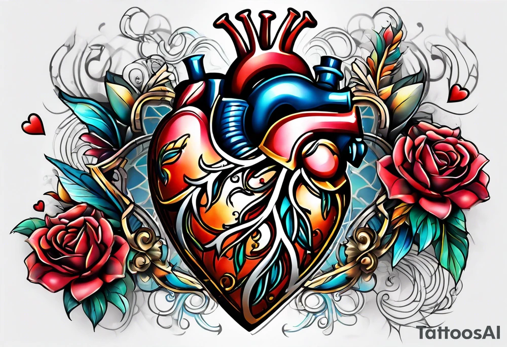 AI Tech heart and mind tattoo idea