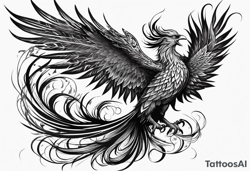Mythical phoenix, whose body and tail can wind down and cover more of your back. tattoo idea
