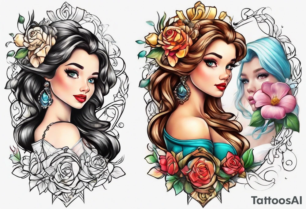 girl toddler made into a disney princess tattoo idea