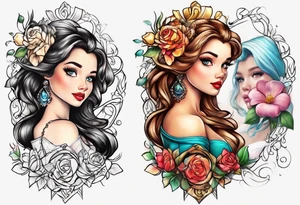 girl toddler made into a disney princess tattoo idea