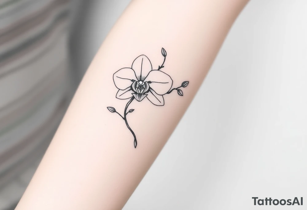 Orchid with vines tattoo idea