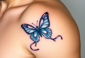 ethereal butterfly with flowing silk ribbons in moonlight tattoo idea