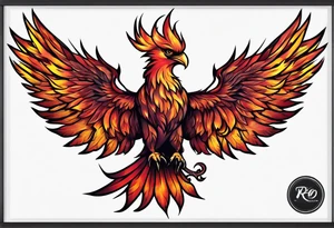 phoenix red on fire tattoo idea