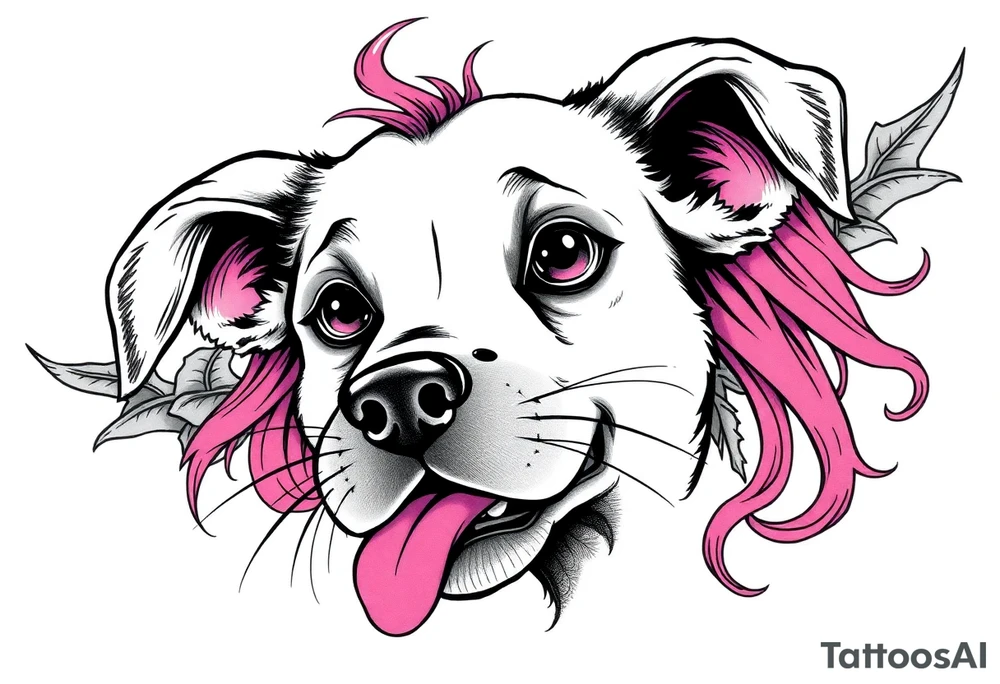 hot puppy goth girl with big boobs and pink hair tattoo idea