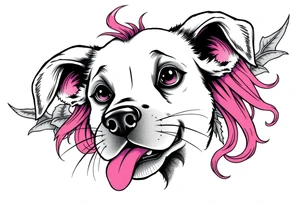 hot puppy goth girl with big boobs and pink hair tattoo idea