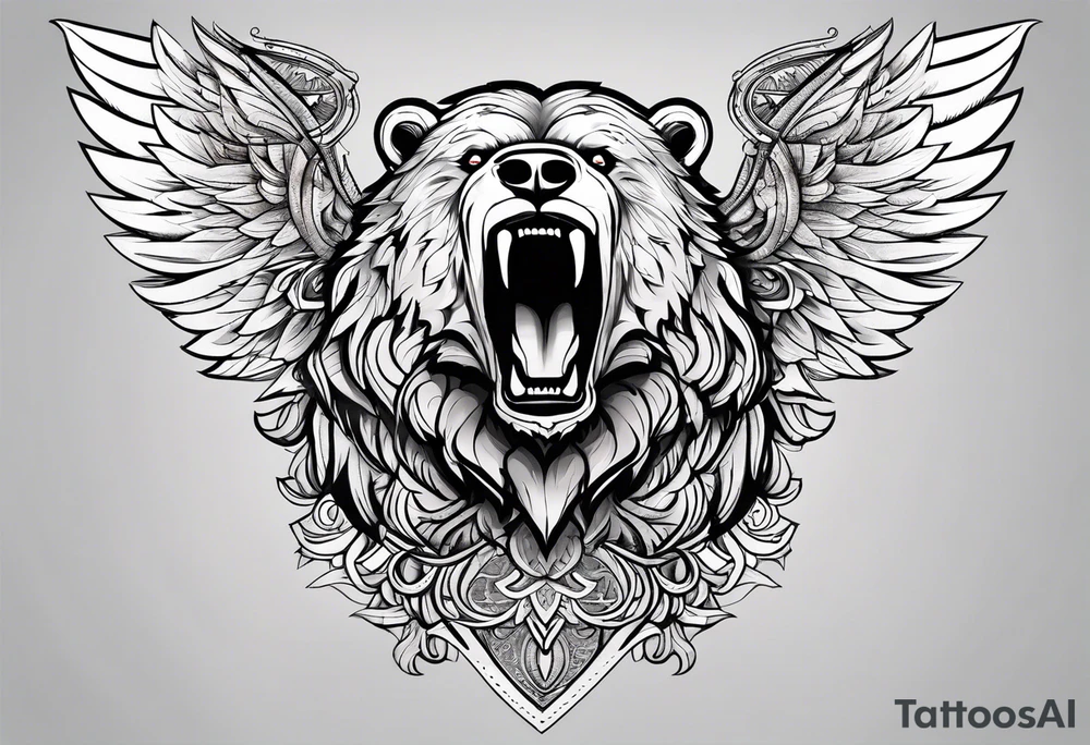 Winged bear tattoo idea