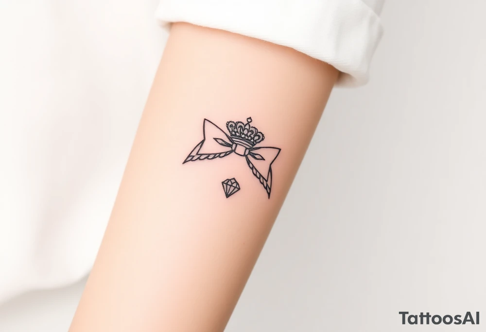 Bows and diamonds and crown tattoo idea