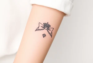 Bows and diamonds and crown tattoo idea