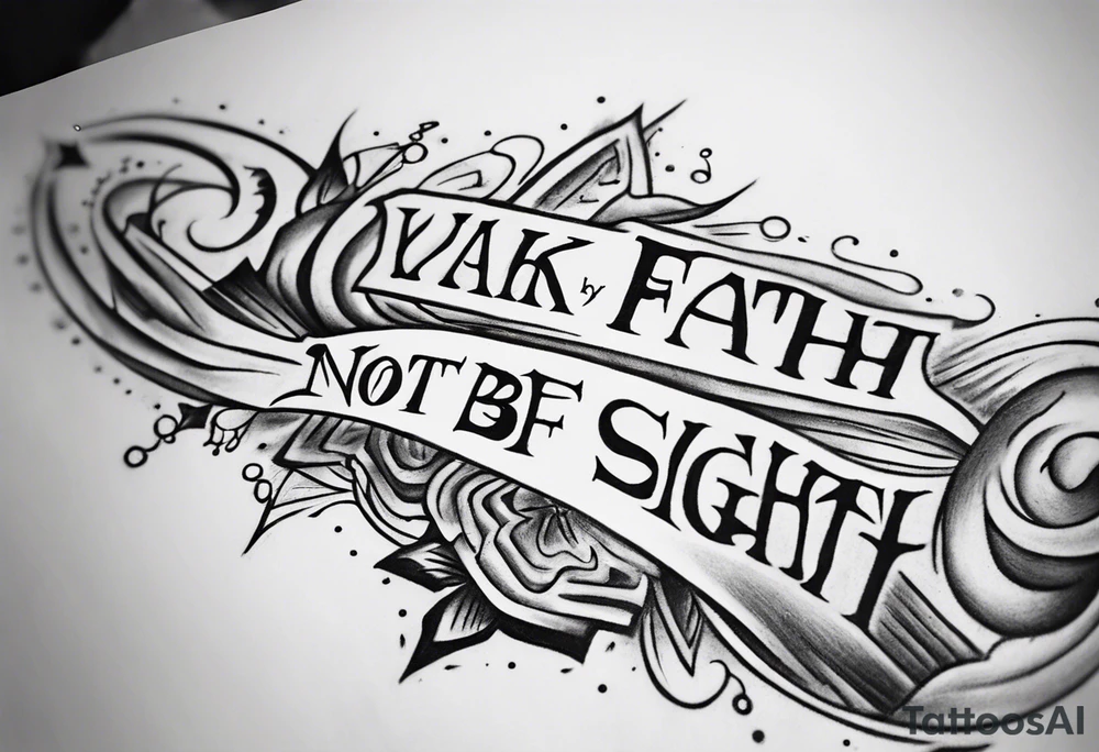 Horizontal inner bicep tattoo. “walk by faith, not by sight” modern tattoo tattoo idea