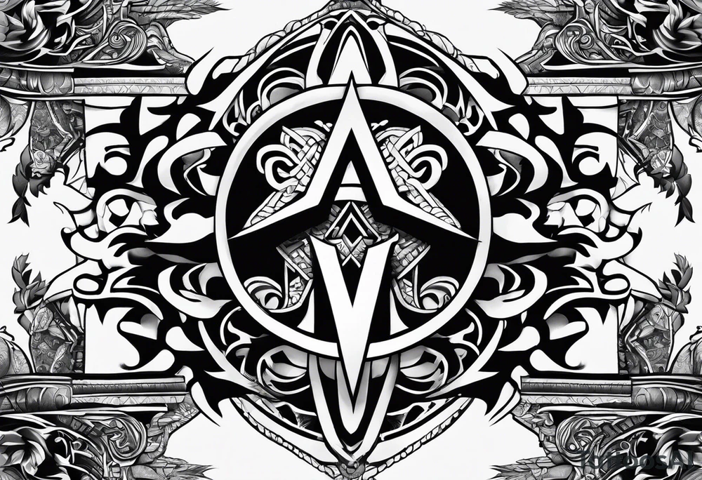 the letters A W R in the middle of a ninja headband tattoo idea