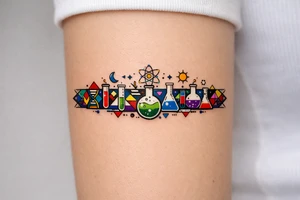 armband, abstract, geometric, full of color, and lab themed tattoo idea