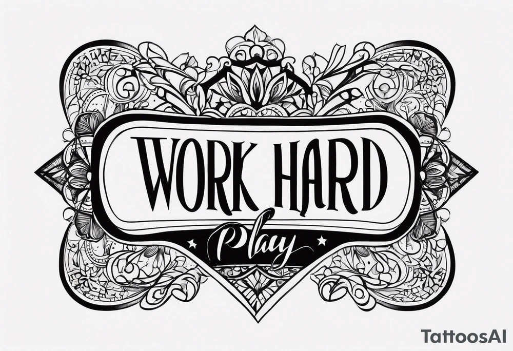 I want a tattoo containing the following two words "work hard" and "play hard". tattoo idea