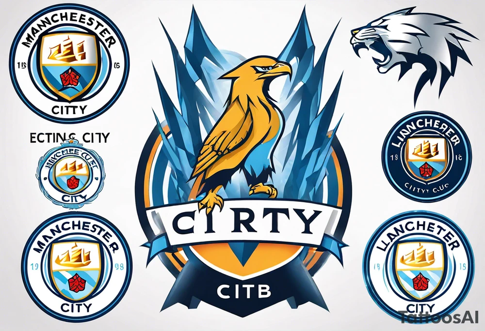 lightning ocean Manchester City football club logo or crest with creative background tattoo idea