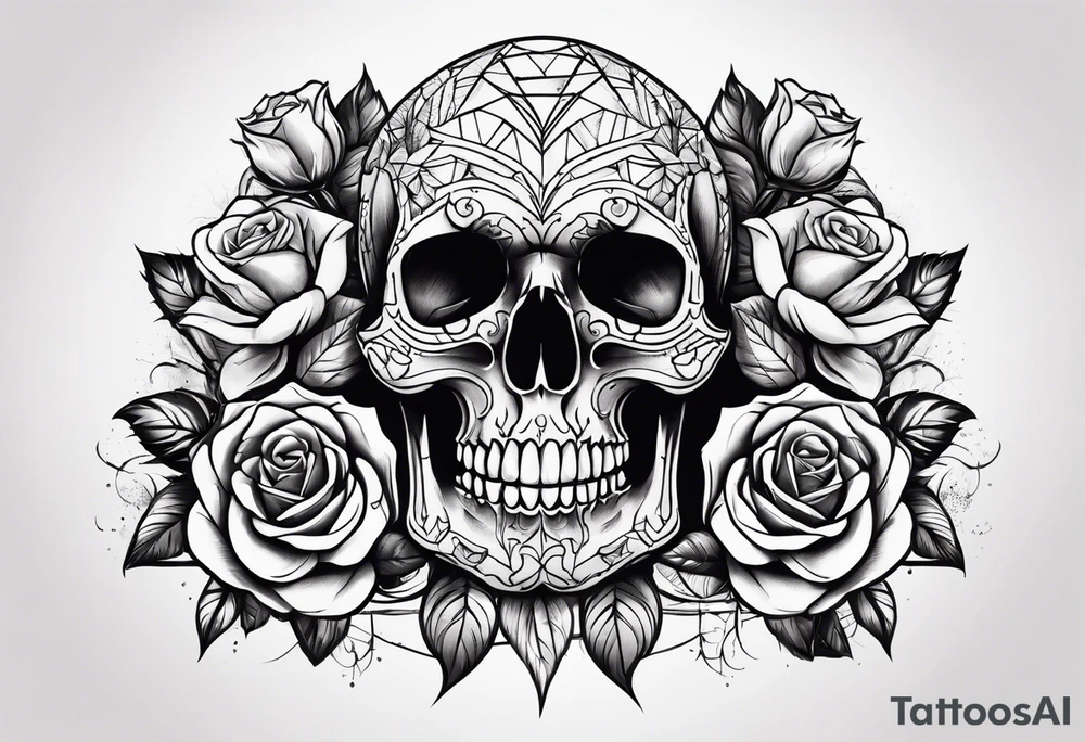 skull and roses tattoo idea