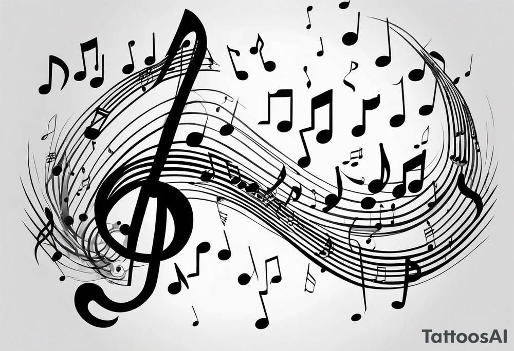 Musical notes connecting toddlers dancing tattoo idea