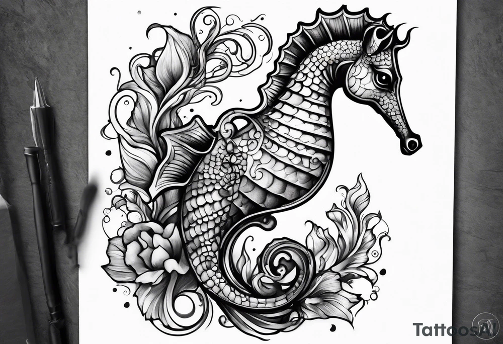 Seahorse shoulder tattoo idea