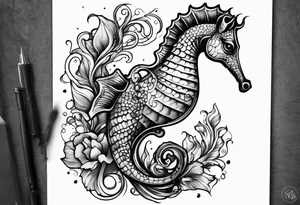 Seahorse shoulder tattoo idea