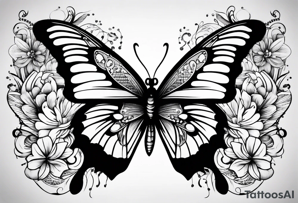 Thin butterfly tattoo idea