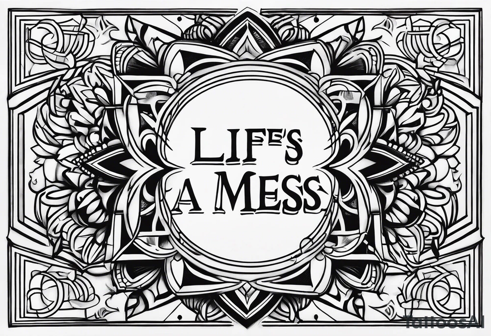 The words “life’s a mess” tattoo idea