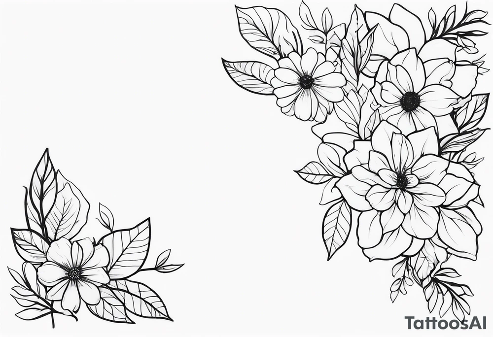 long line of flowers and leaves tattoo idea