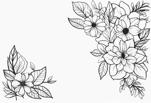 long line of flowers and leaves tattoo idea