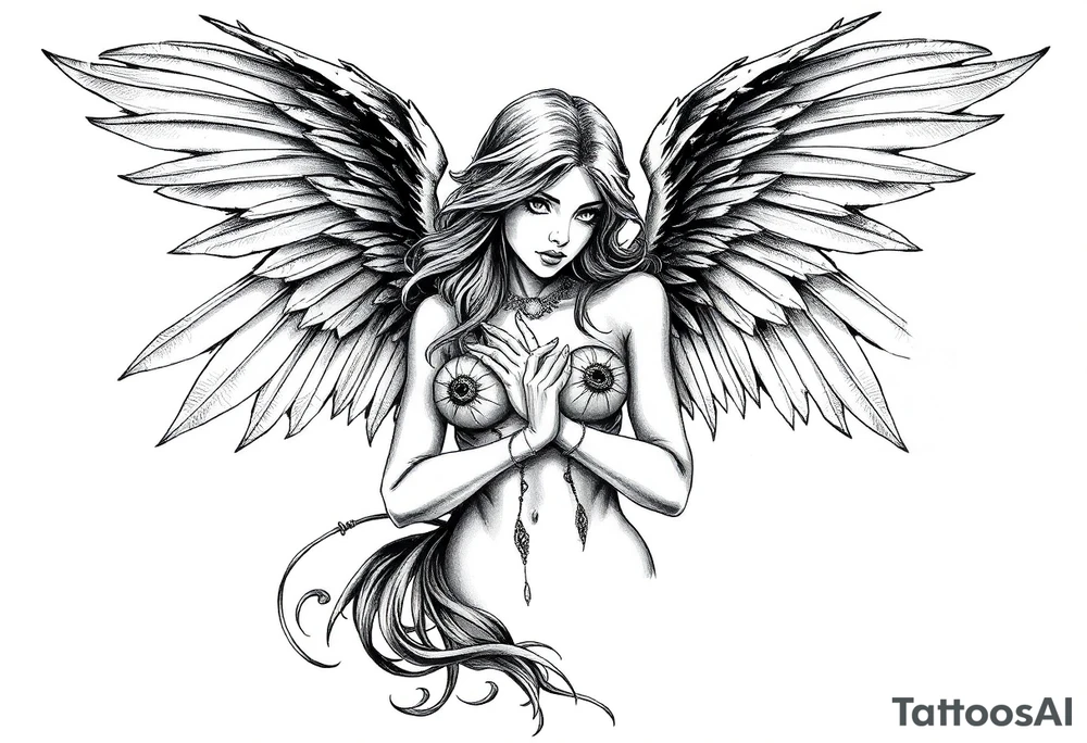 Goth angel sexy tattoo idea