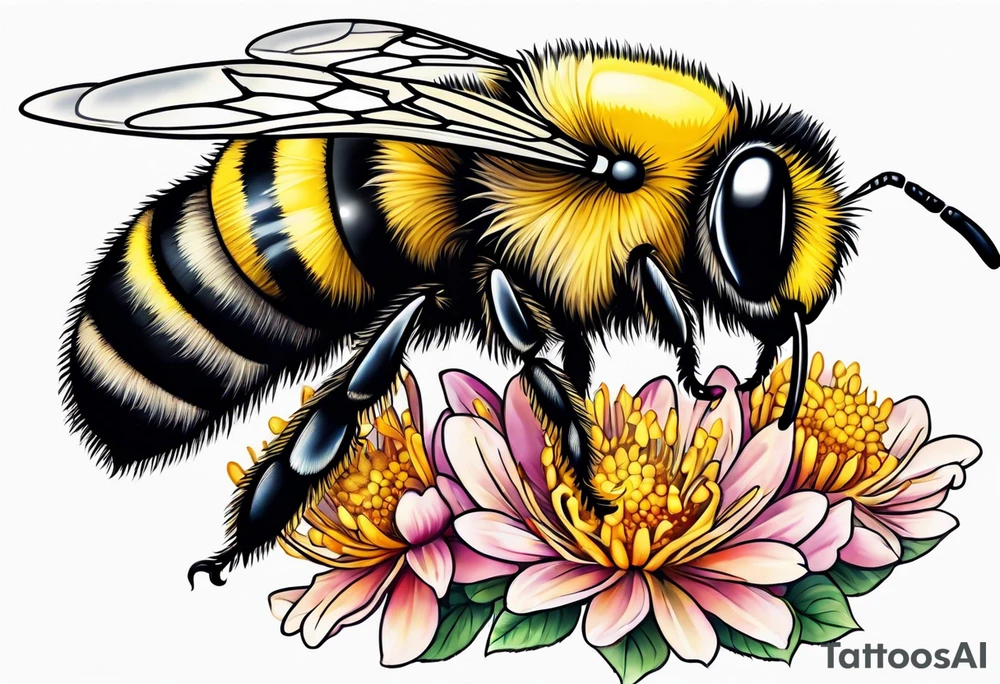 Cute bumble bee tattoo idea