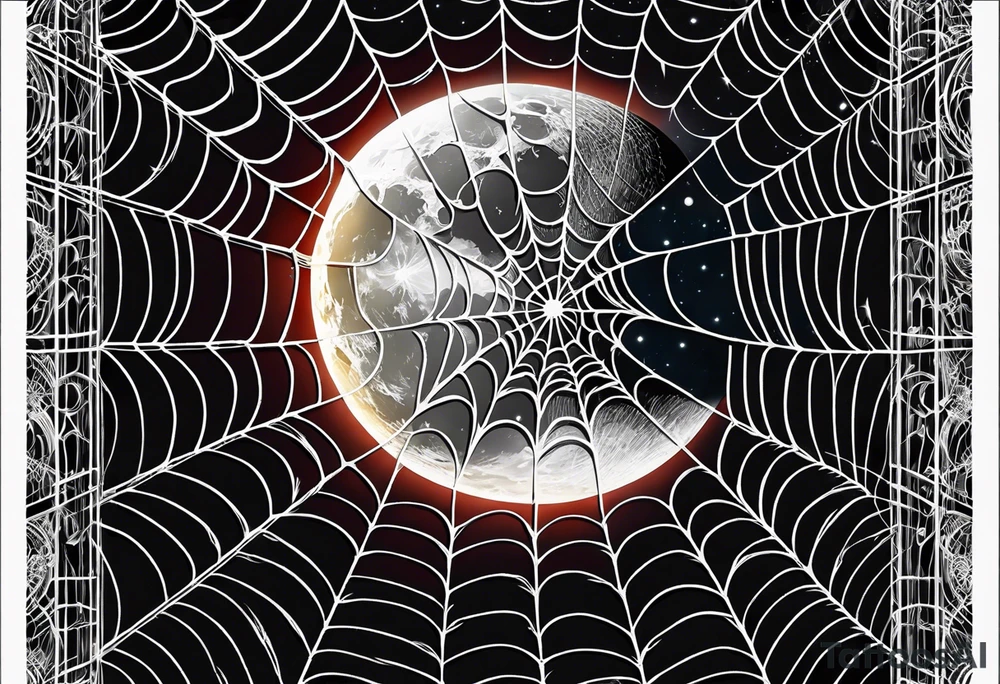 spider web hangin  under moon for neck tatto tattoo idea