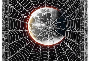 spider web hangin  under moon for neck tatto tattoo idea
