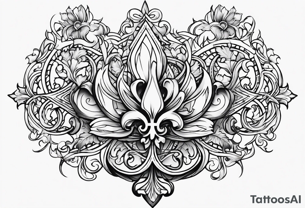 Fleur de lys celtique en flamme tattoo idea