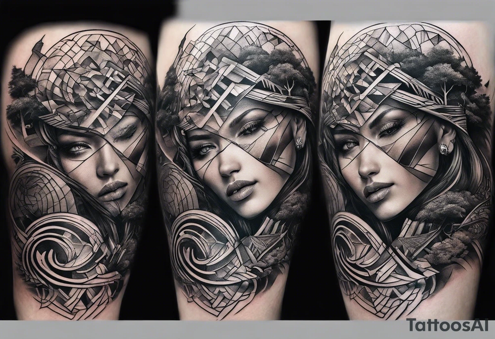 a tattoo for the inner bicep of a combination of tree DNA helix and adam creation hands tattoo idea