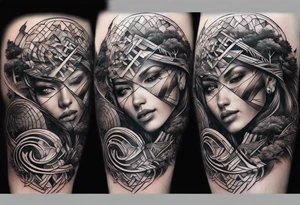 a tattoo for the inner bicep of a combination of tree DNA helix and adam creation hands tattoo idea