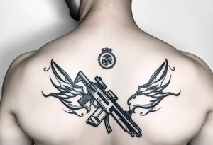 Operation Iraqi freedom combat marine veteran on chest and shoulder tattoo idea